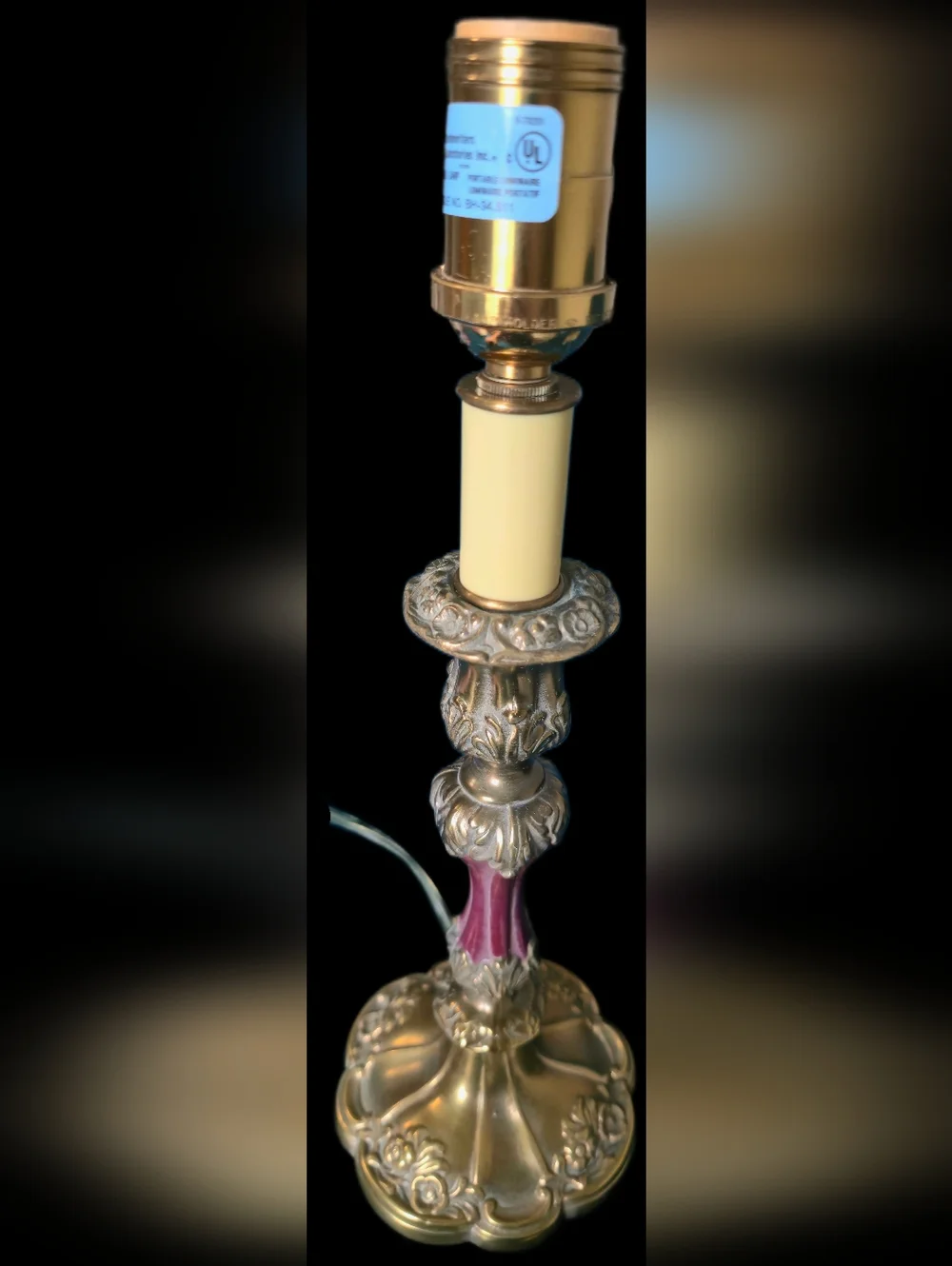 Vintage Ornate Brass Candlestick Table Lamp | Hollywood Regency Design